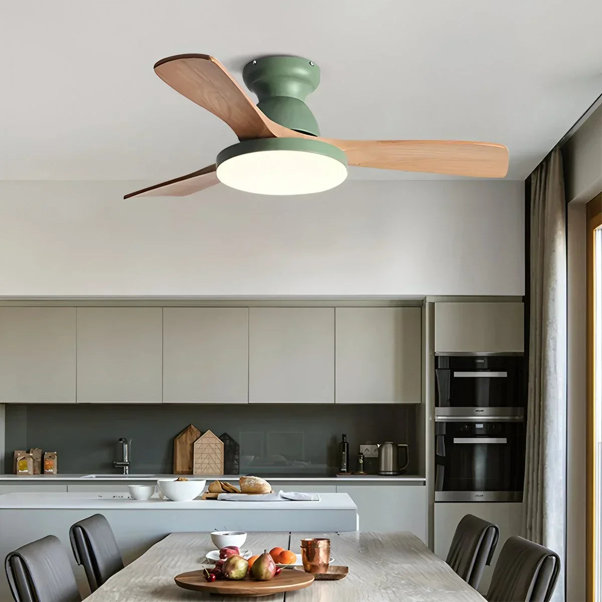 Vintage 3-leaf Wood Ceiling Fan Lamp | Desfino