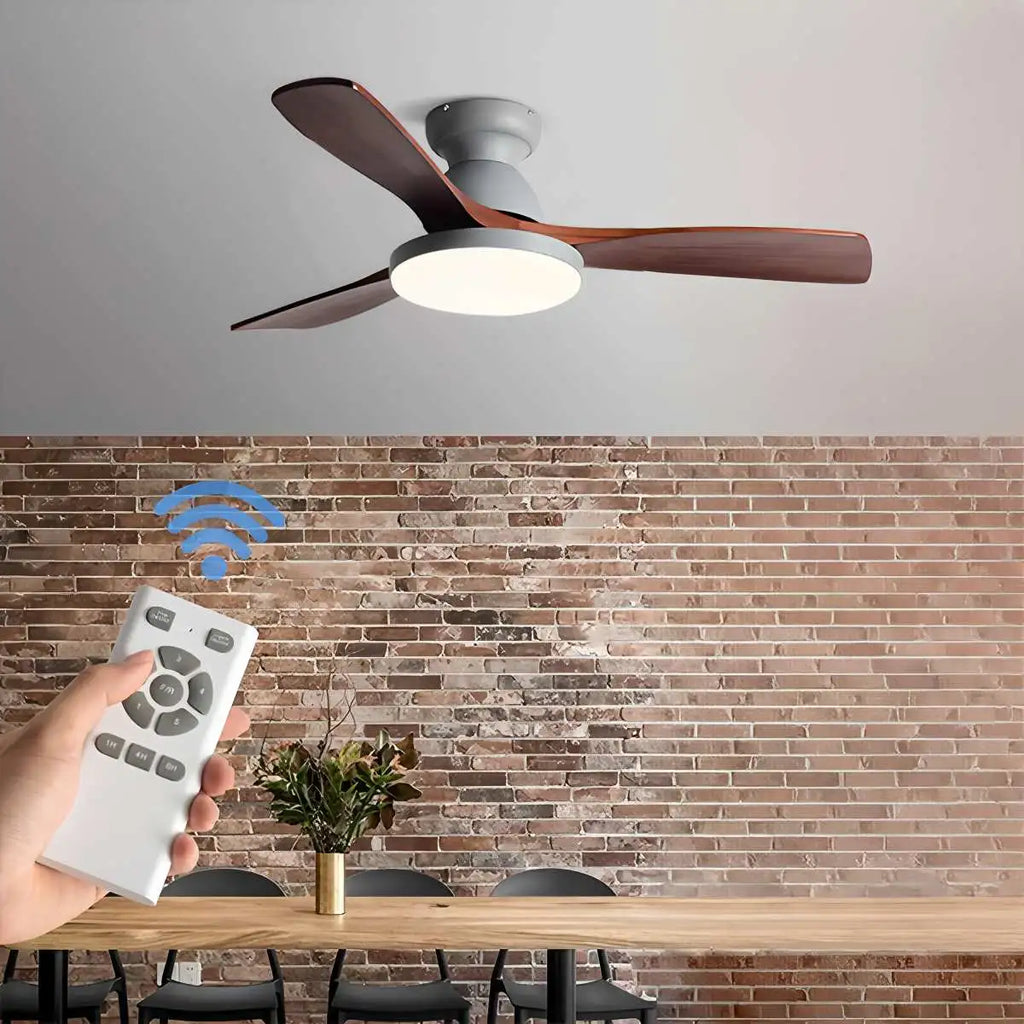 Vintage 3-leaf Wood Ceiling Fan Lamp | Desfino