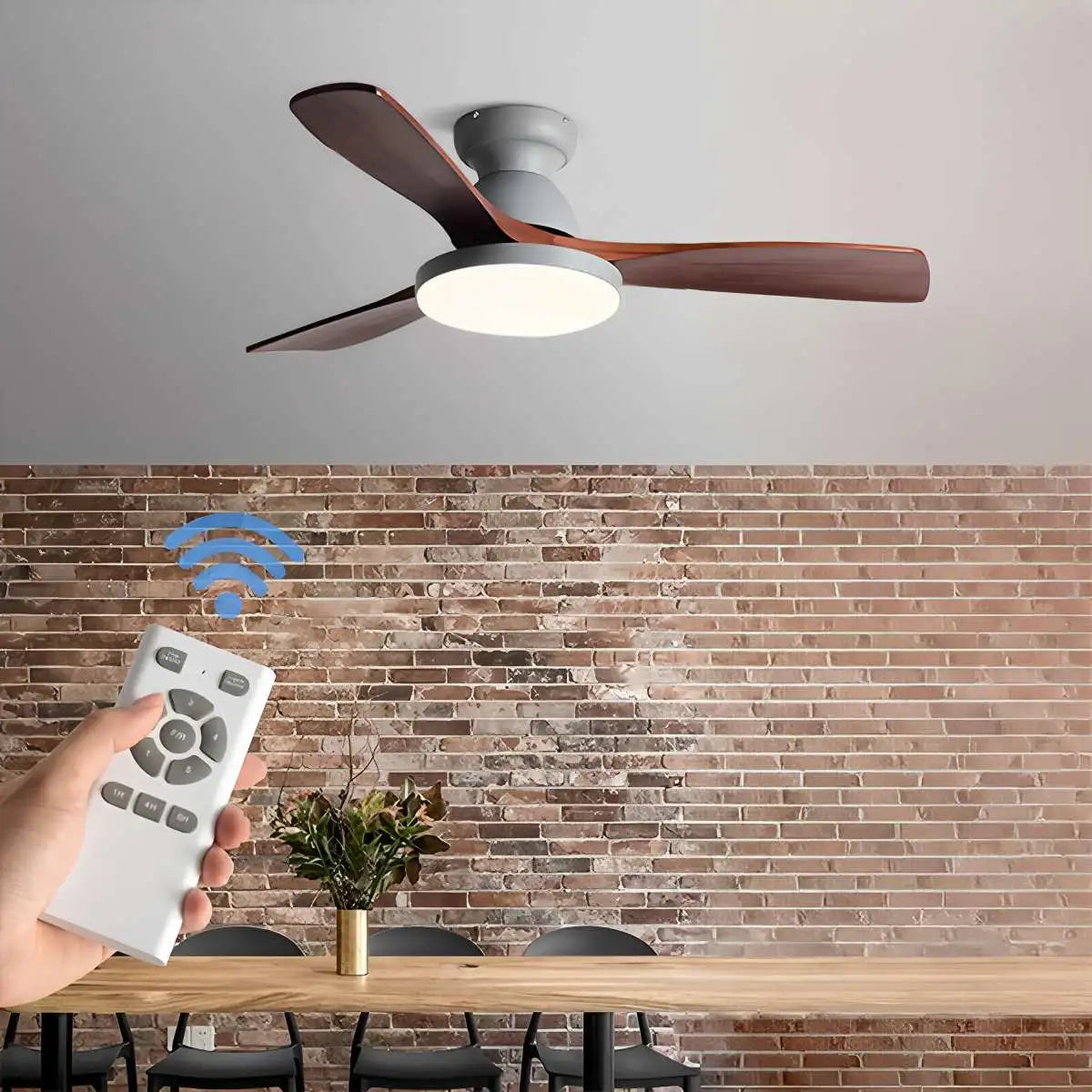 Vintage 3-leaf Wood Ceiling Fan Lamp | Desfino
