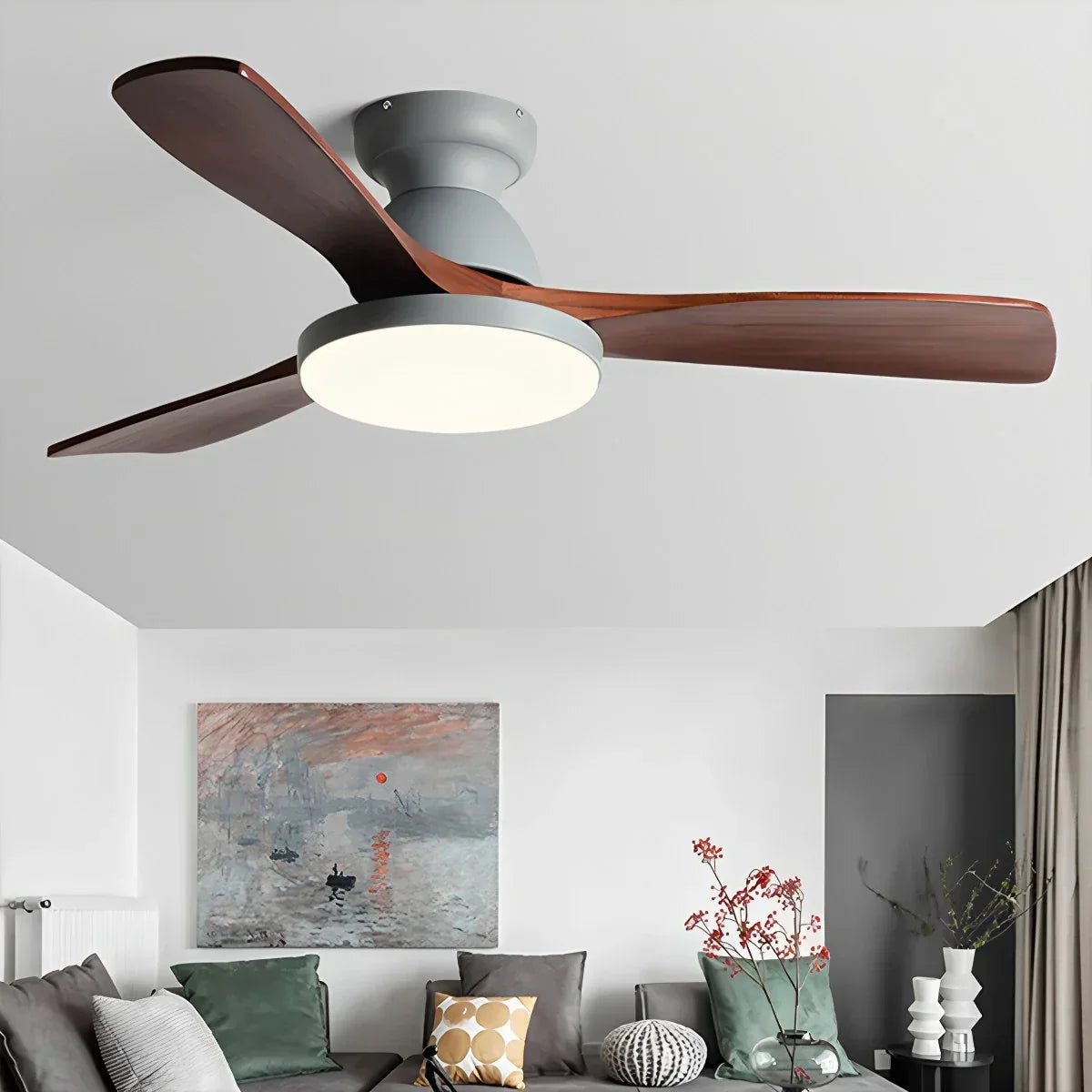 Vintage 3-leaf Wood Ceiling Fan Lamp | Desfino