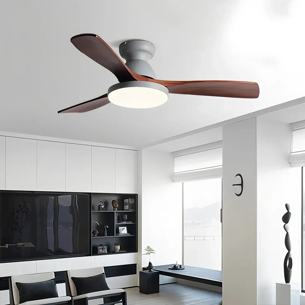 Vintage 3-leaf Wood Ceiling Fan Lamp | Desfino