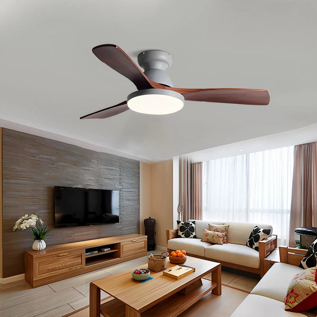 Vintage 3-leaf Wood Ceiling Fan Lamp | Desfino