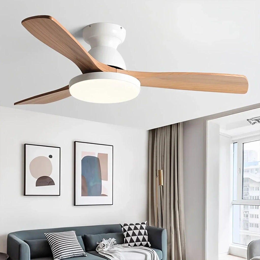 Vintage 3-leaf Wood Ceiling Fan Lamp | Desfino