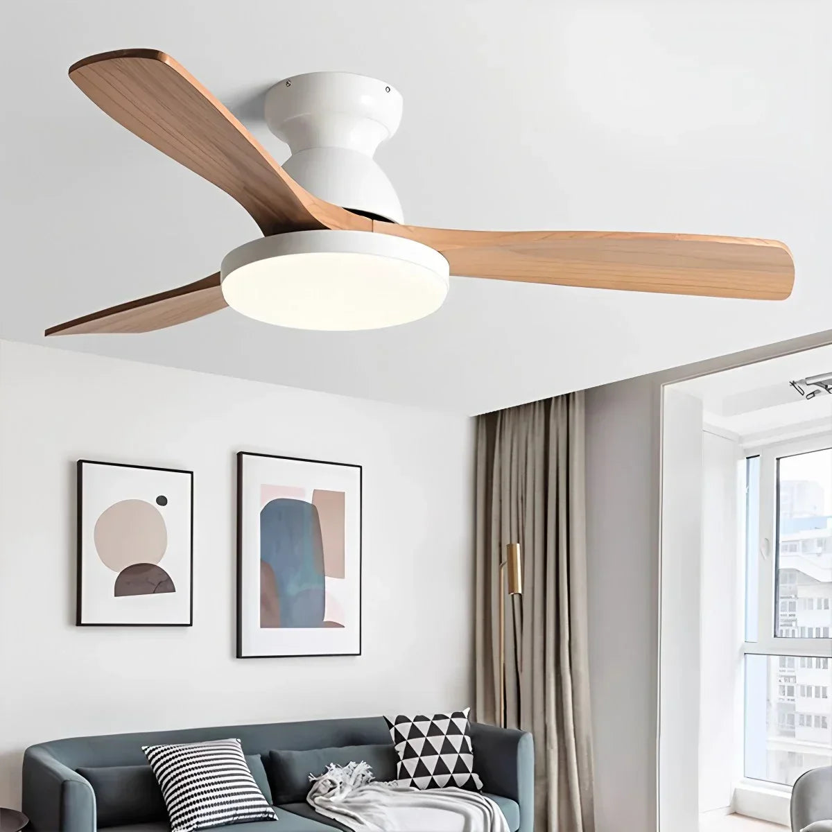 Vintage 3-leaf Wood Ceiling Fan Lamp | Desfino
