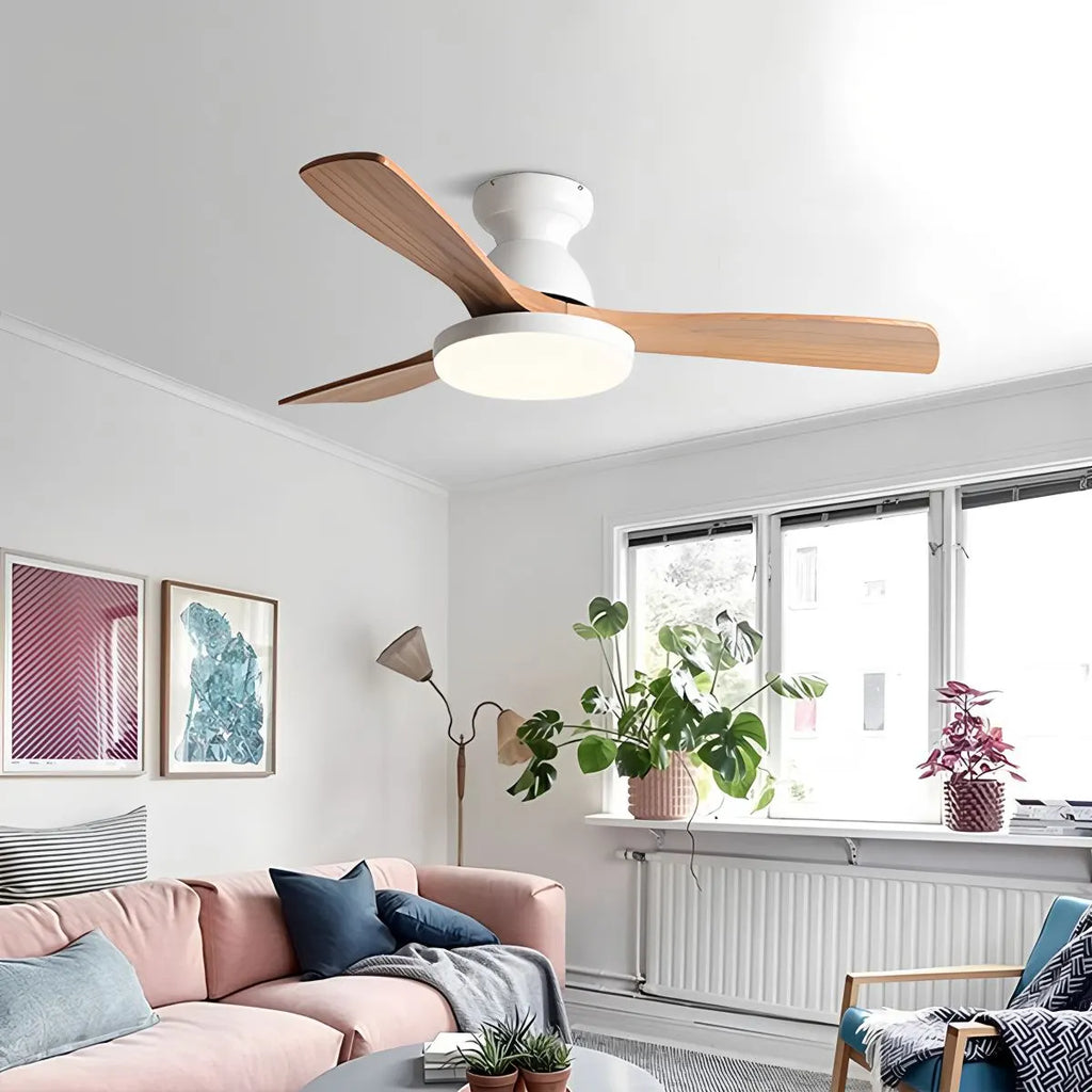 Vintage 3-leaf Wood Ceiling Fan Lamp | Desfino