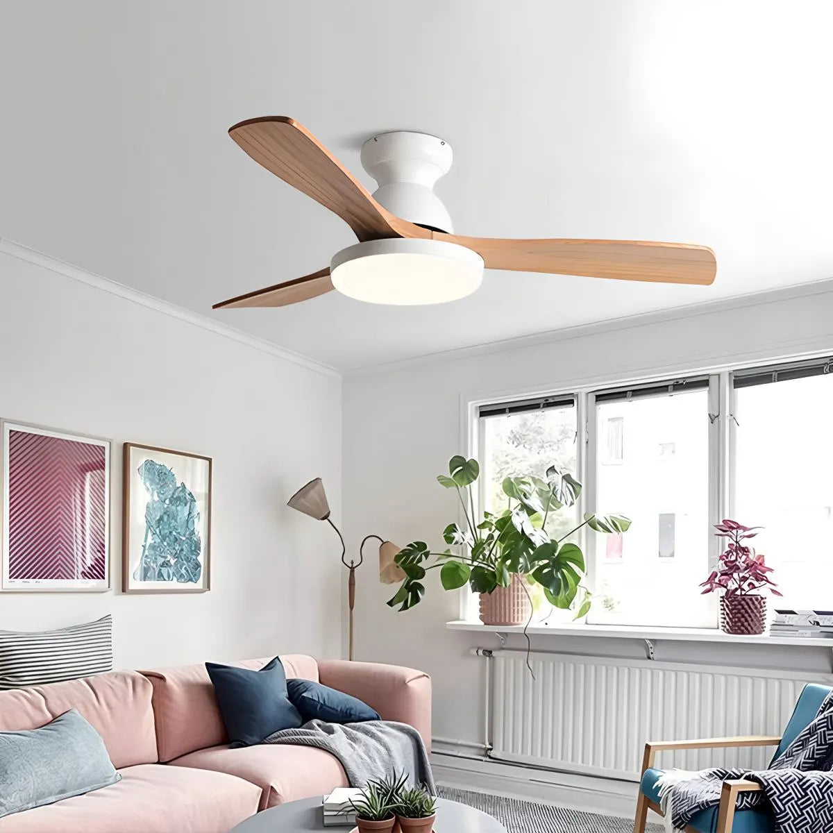 Vintage 3-leaf Wood Ceiling Fan Lamp | Desfino