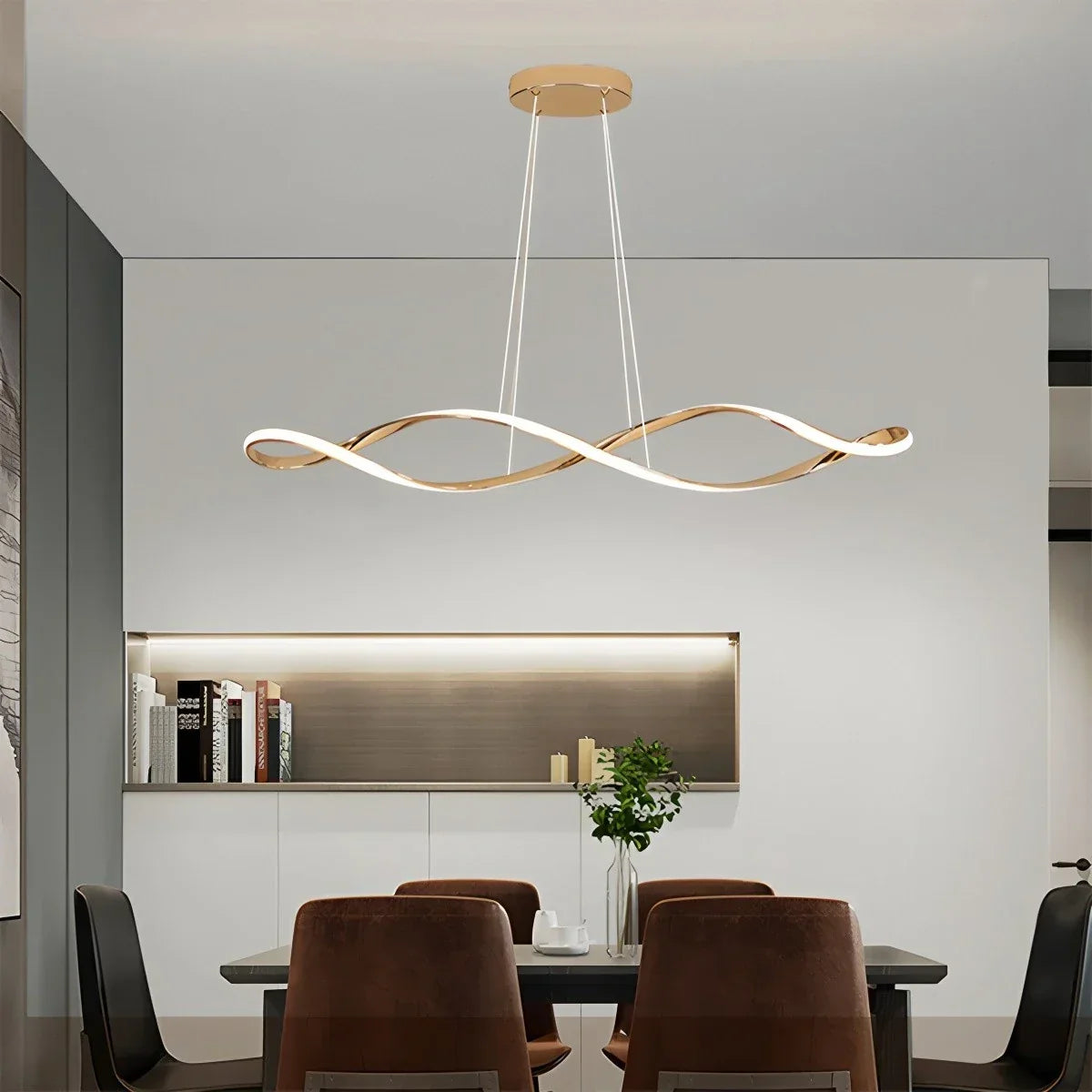 Lineare Pendelleuchte mit gedrehtem Design für das Esszimmer | Desfino