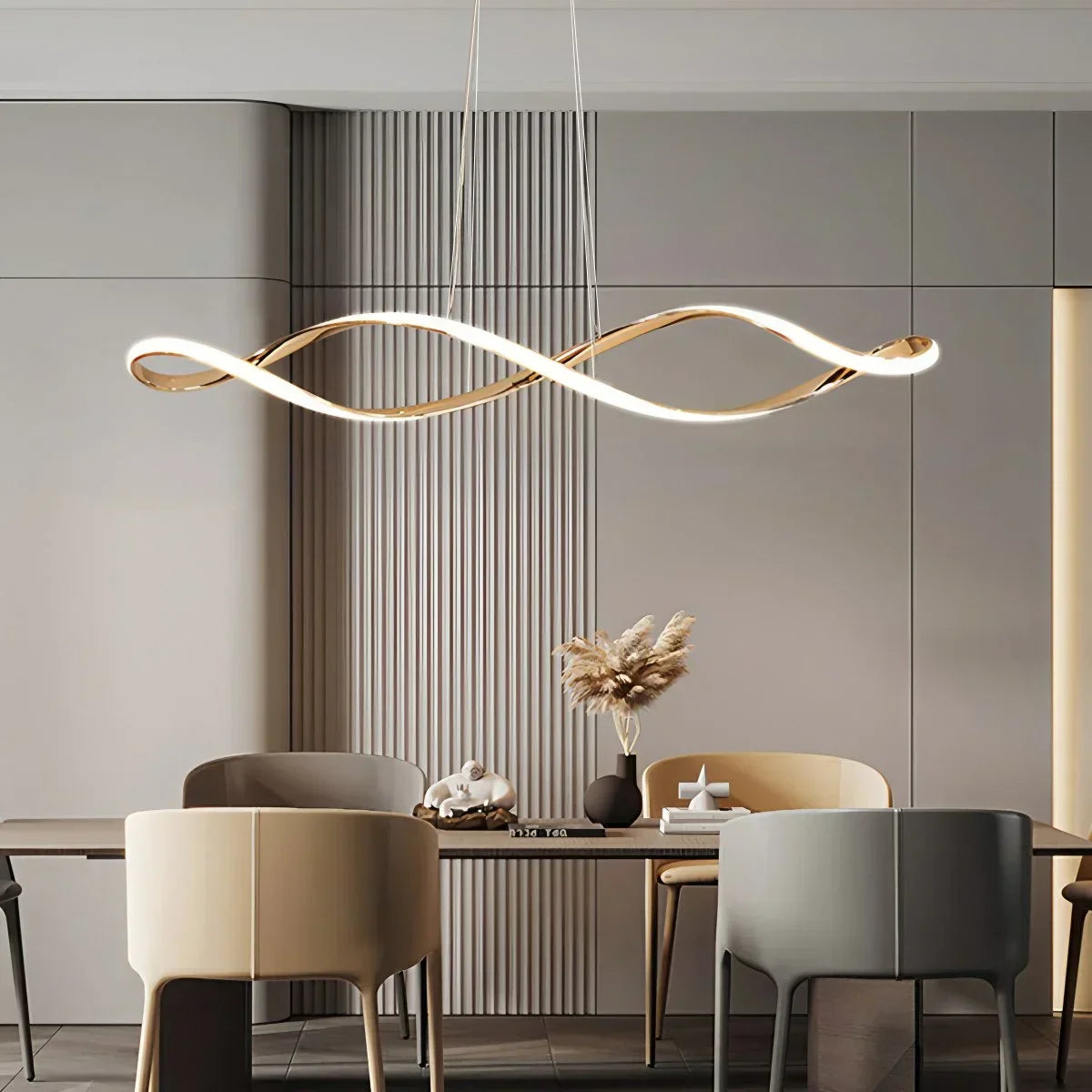 Lineare Pendelleuchte mit gedrehtem Design für das Esszimmer | Desfino