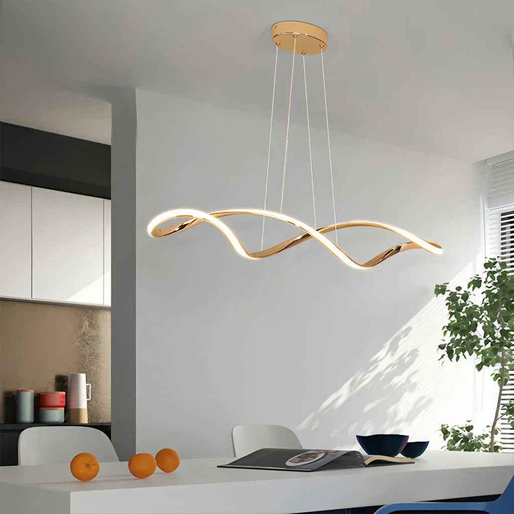 Lineare Pendelleuchte mit gedrehtem Design für das Esszimmer | Desfino