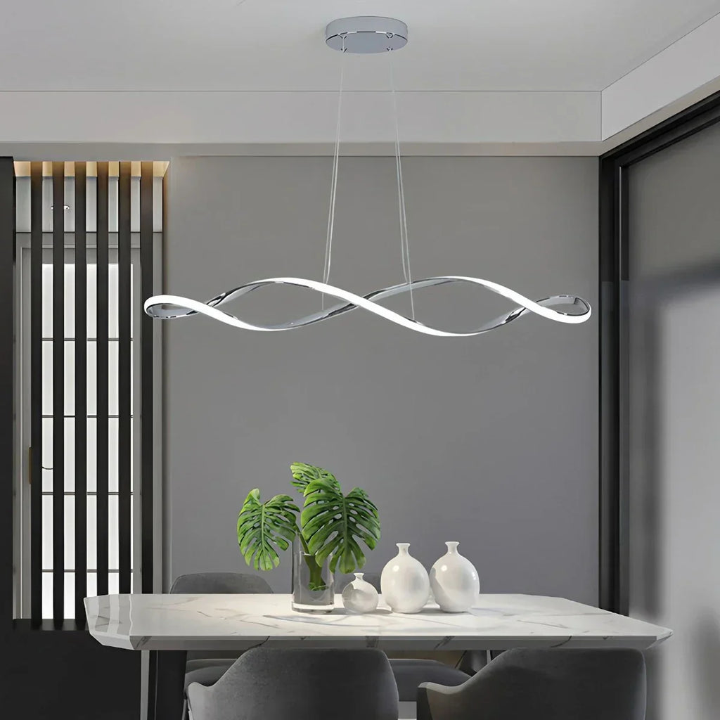 Lineare Pendelleuchte mit gedrehtem Design für das Esszimmer | Desfino