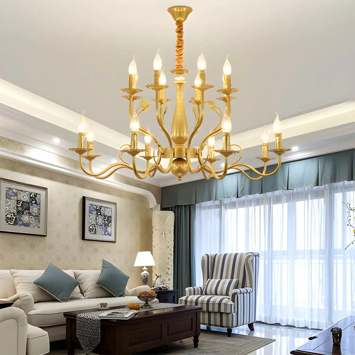 Double Layered Candle Chandelier for Dining Room | Desfino