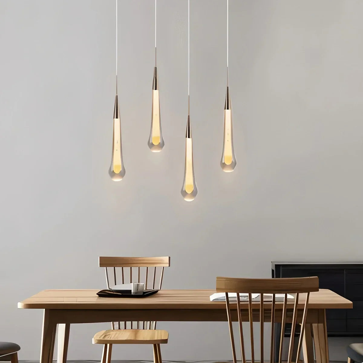 Drop Crystal Chrome Pendant Light for Bedroom | Desfino