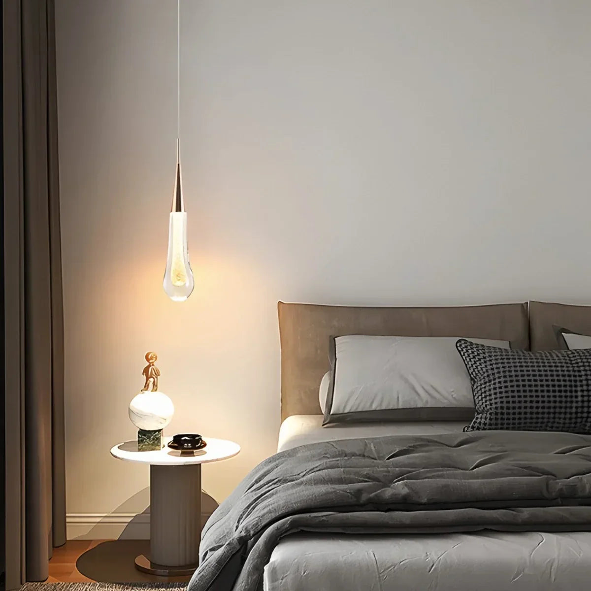 Drop Crystal Chrome Pendant Light for Bedroom | Desfino