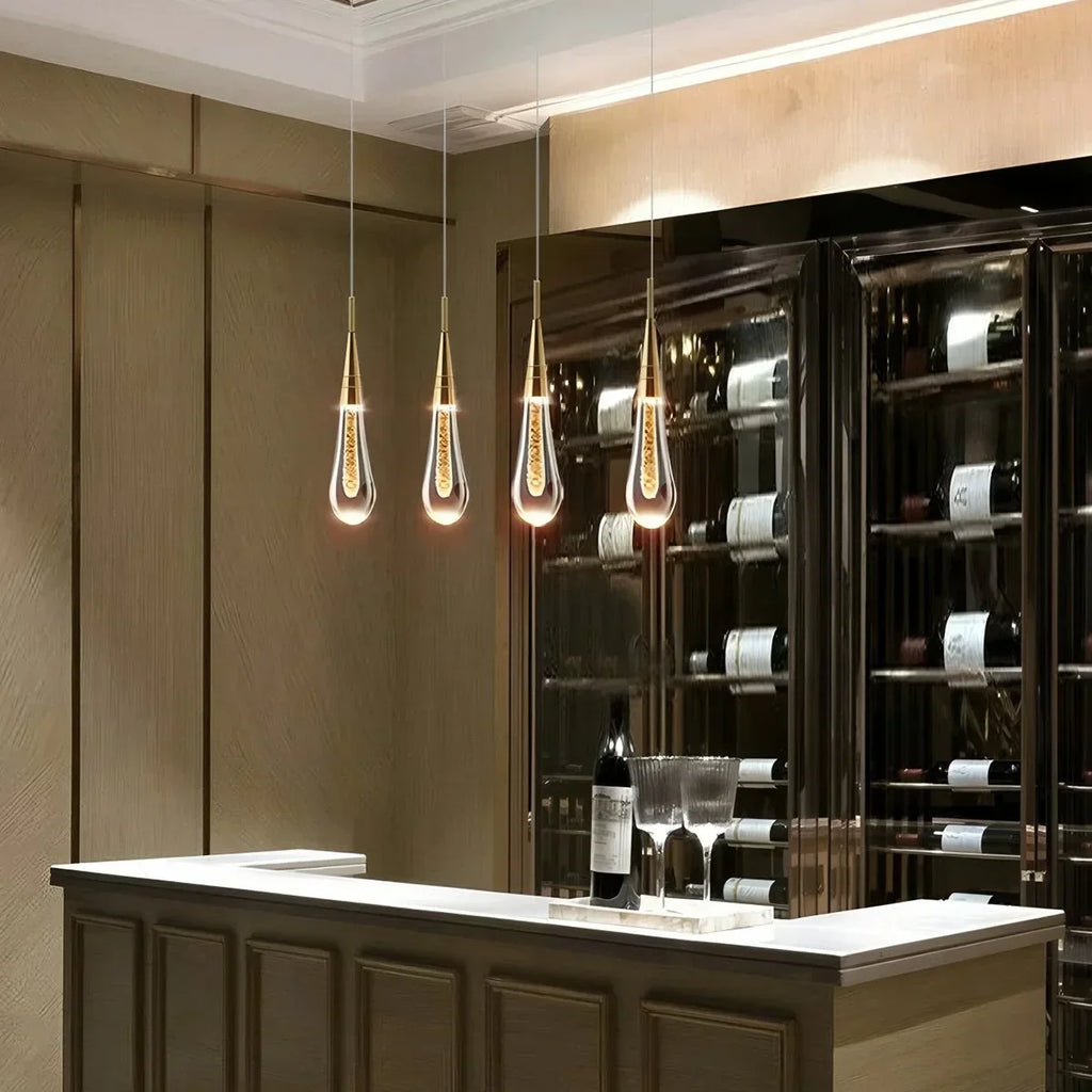 Drop Crystal Chrome Pendant Light for Bedroom | Desfino