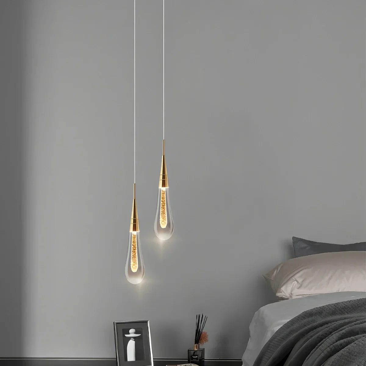 Drop Crystal Chrome Pendant Light for Bedroom | Desfino