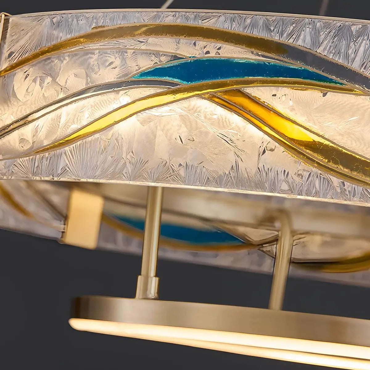 Enamel Round Brass Chandelier for Dining Area | Desfino