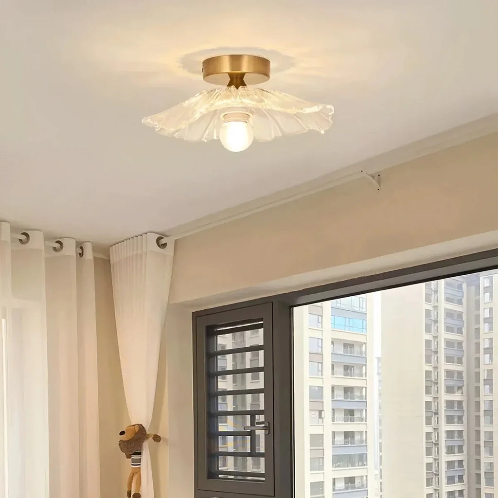 Deckenleuchte aus Kupfer und Glas im europäischen Stil-J | Desfino