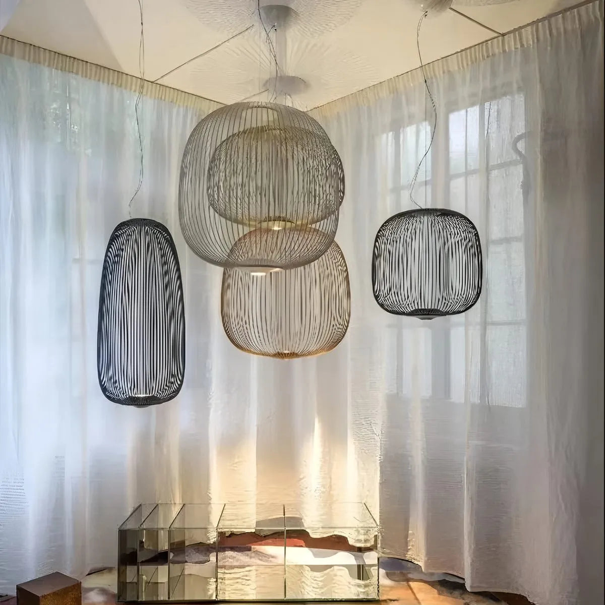 Foscarini Spokes Pendelleuchte in Vogelkäfigform | Desfino