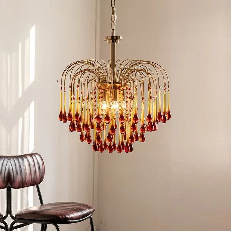 French Retro Water Drop Glass Chandelier | Desfino