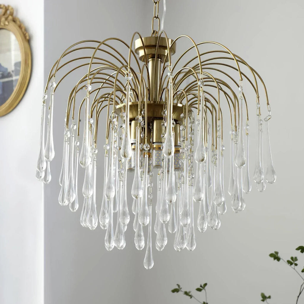 French Retro Water Drop Glass Chandelier | Desfino