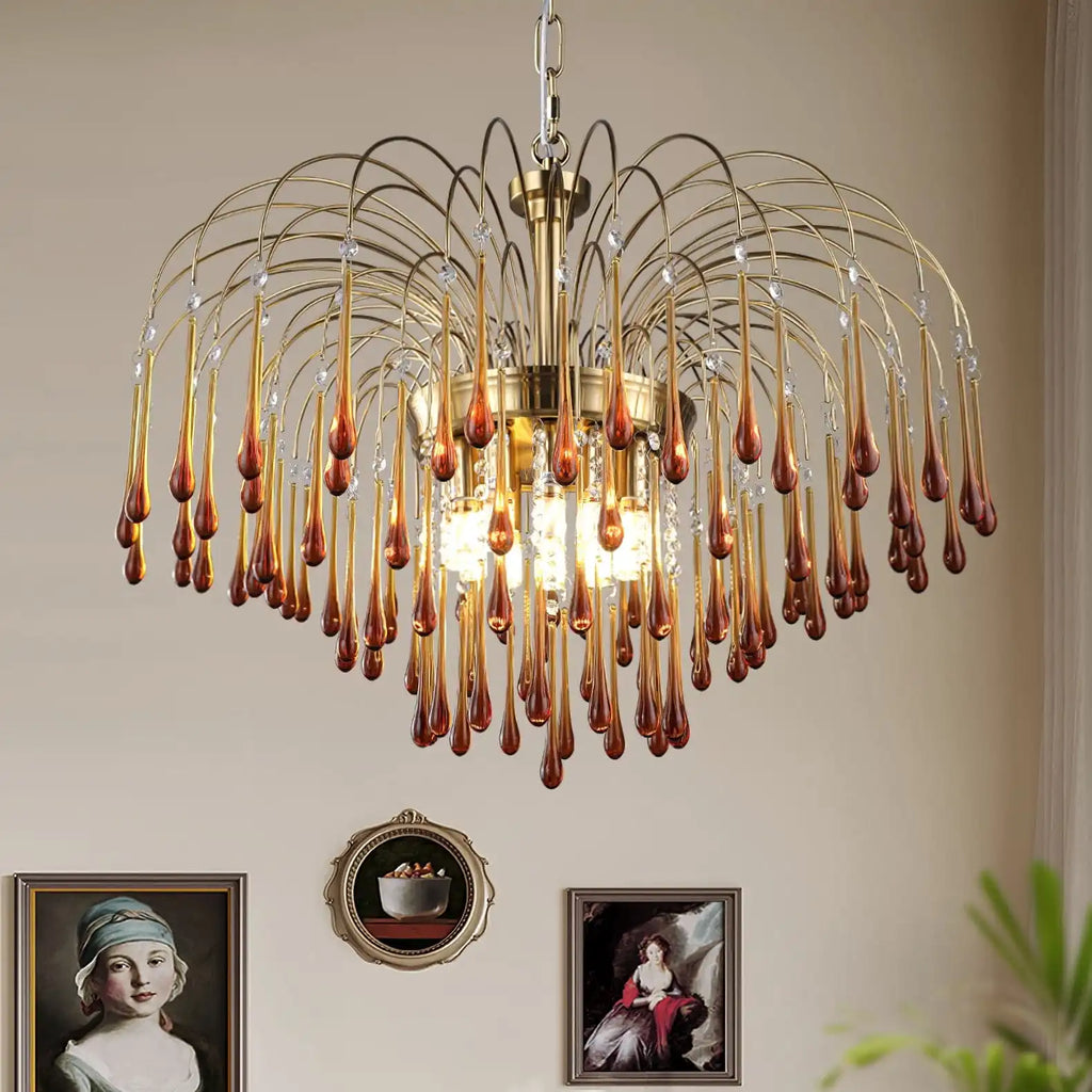 French Retro Water Drop Glass Chandelier | Desfino