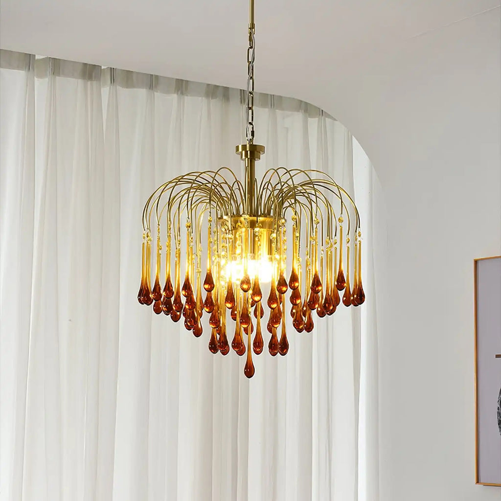 French Retro Water Drop Glass Chandelier | Desfino