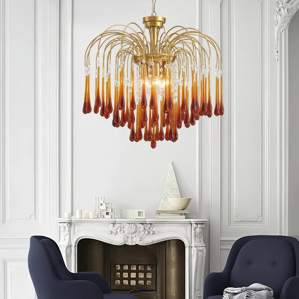 French Retro Water Drop Glass Chandelier | Desfino