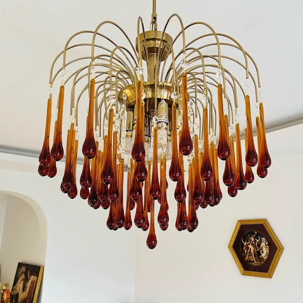 French Retro Water Drop Glass Chandelier | Desfino