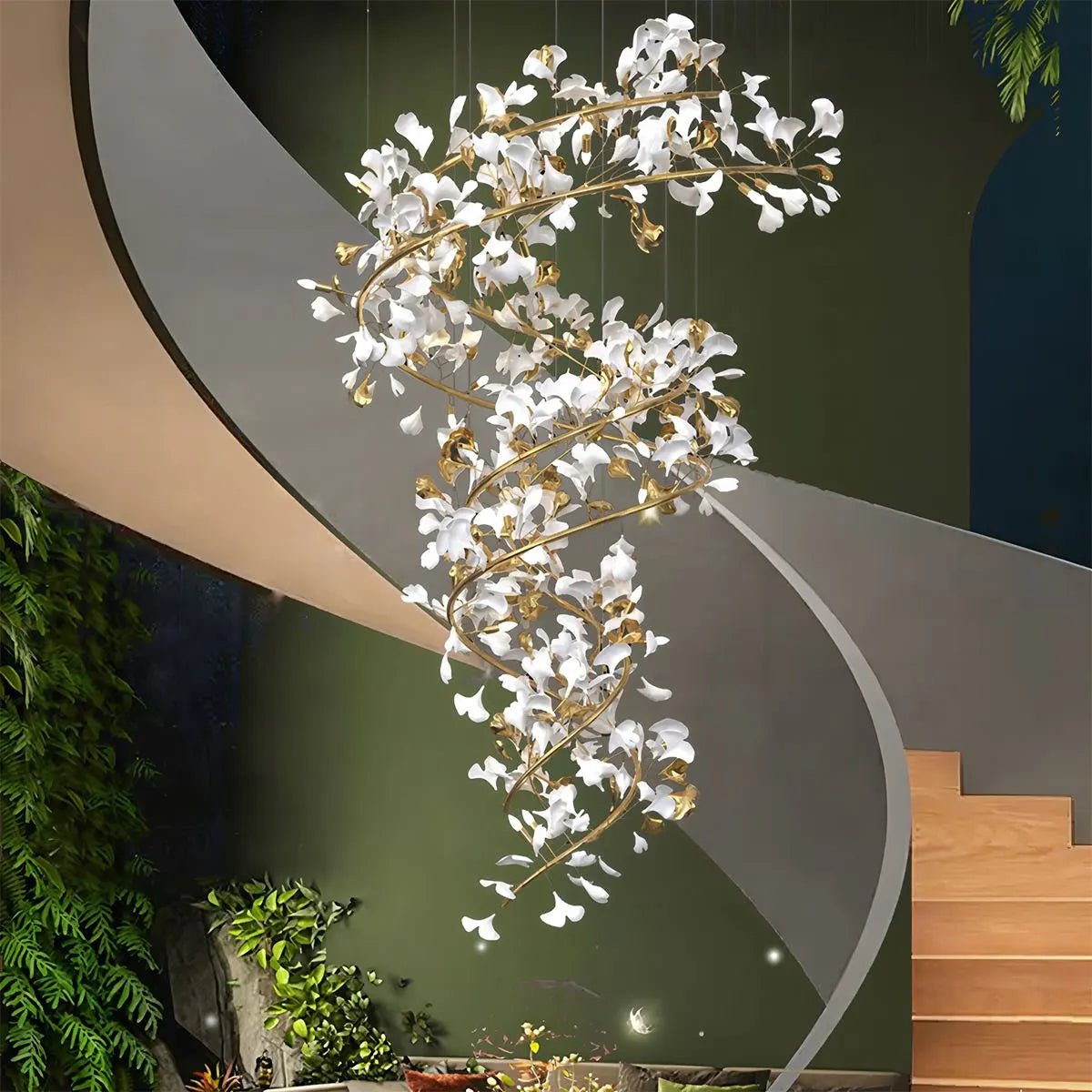 Ginkgo Chandelier Q for High Ceiling | Desfino