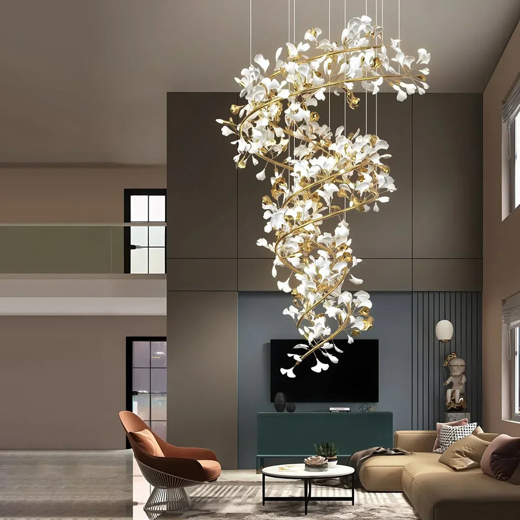 Ginkgo Chandelier Q for High Ceiling | Desfino