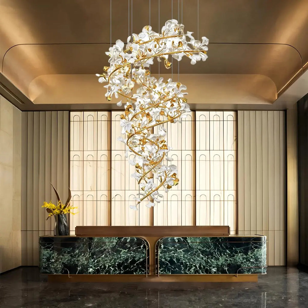 Ginkgo Chandelier Q for High Ceiling | Desfino