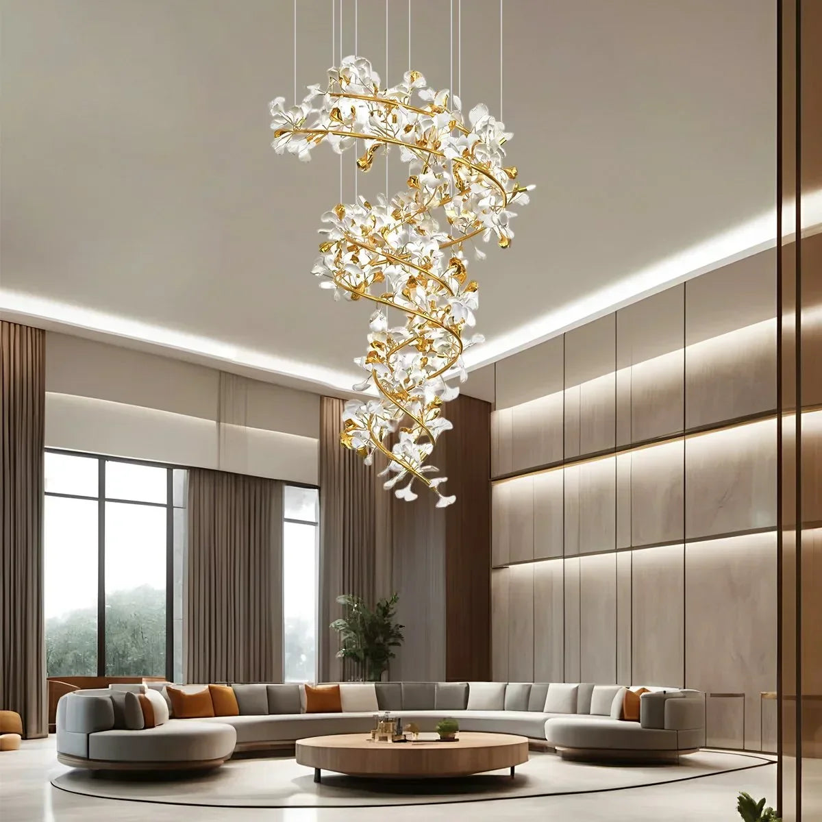 Ginkgo Chandelier Q for High Ceiling | Desfino