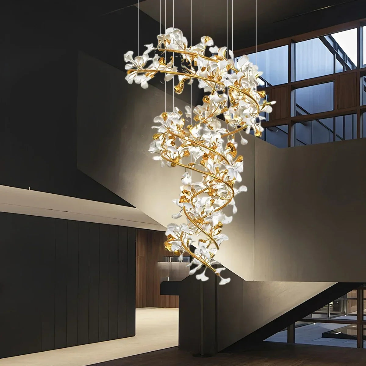 Ginkgo Chandelier Q for High Ceiling | Desfino