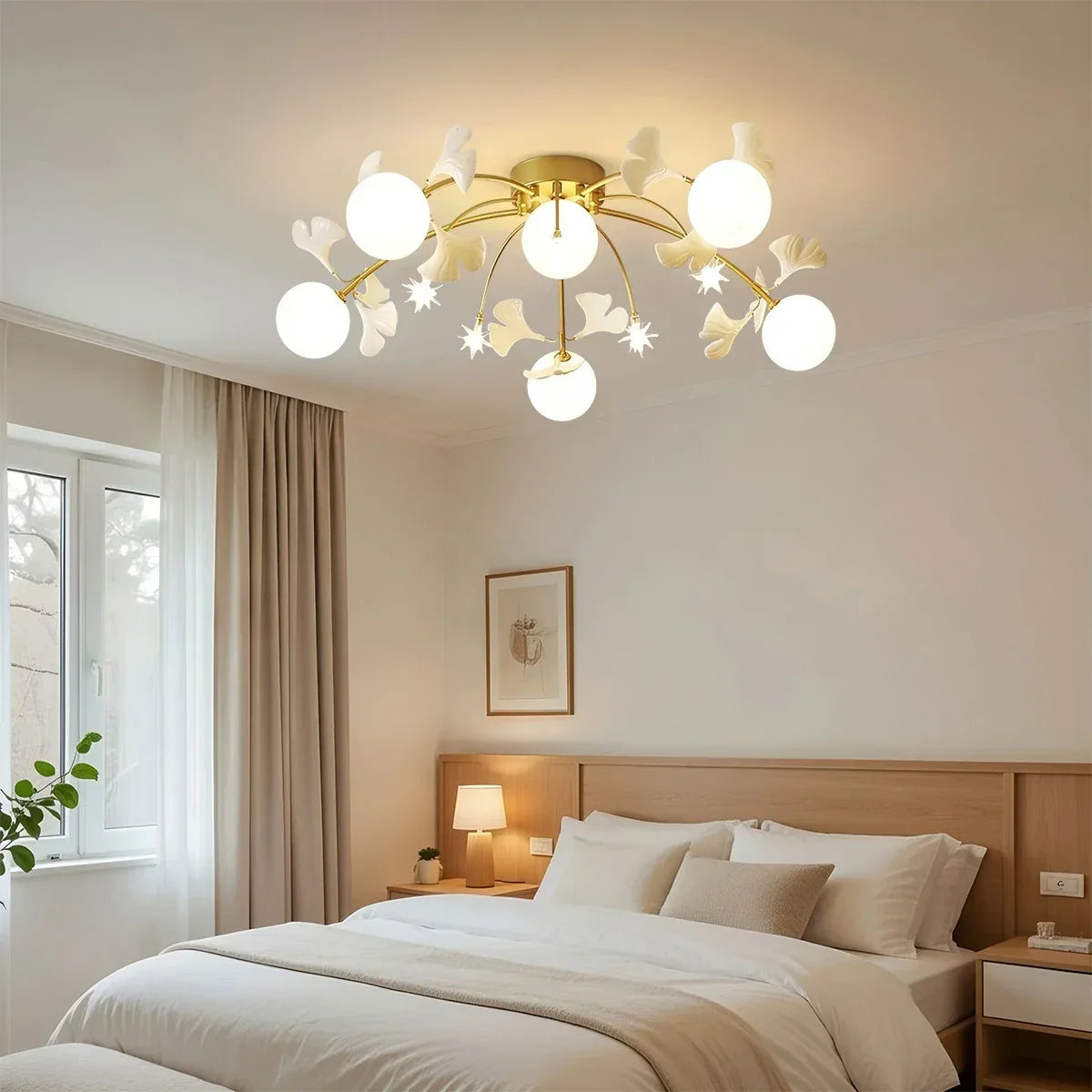 Ginkgo-Glasdeckenleuchte für das Wohnzimmer | Desfino