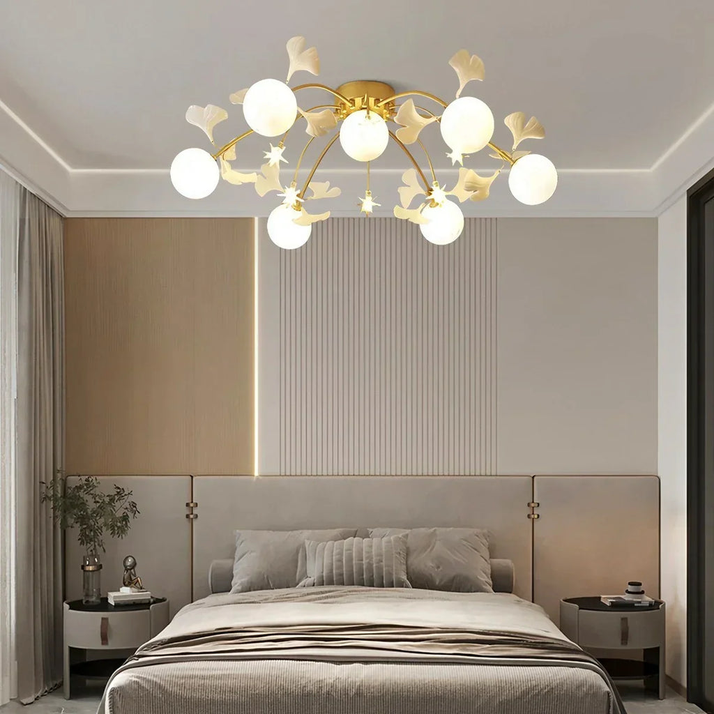 Ginkgo-Glasdeckenleuchte für das Wohnzimmer | Desfino