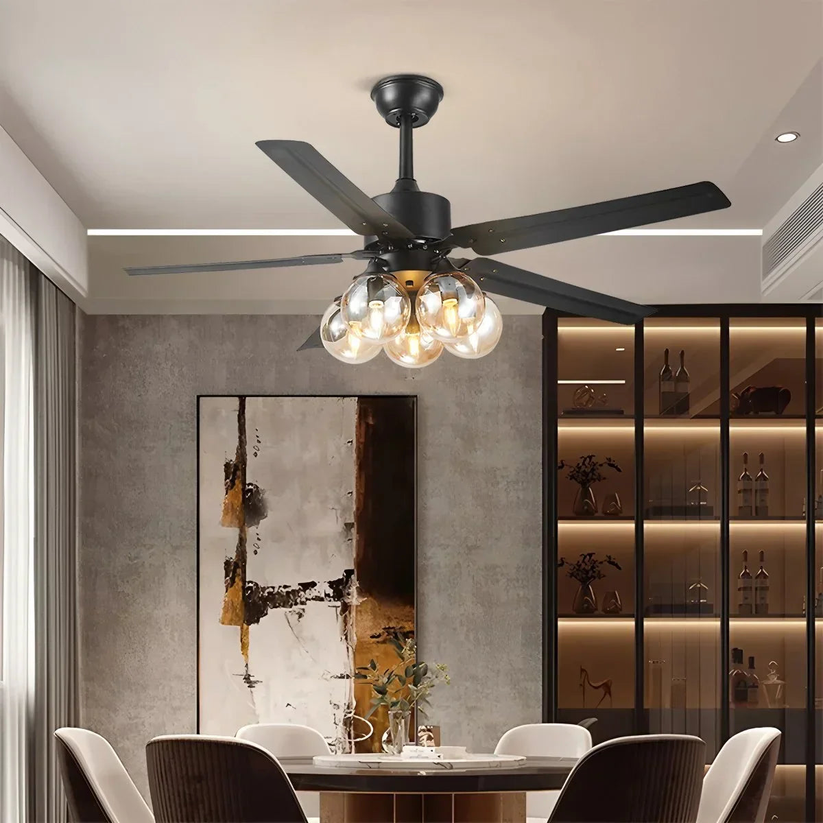 American Retro Glass Globe Ceiling Fan Light | Desfino