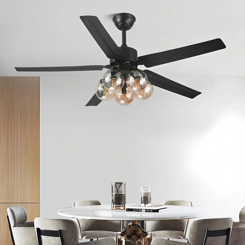American Retro Glass Globe Ceiling Fan Light | Desfino
