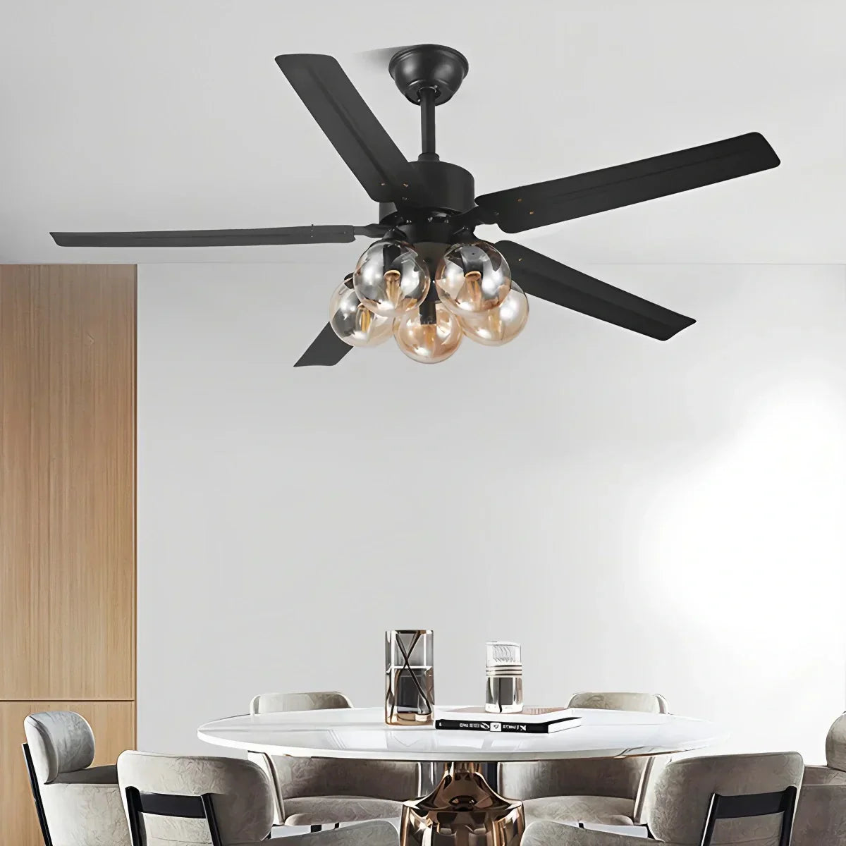 American Retro Glass Globe Ceiling Fan Light | Desfino