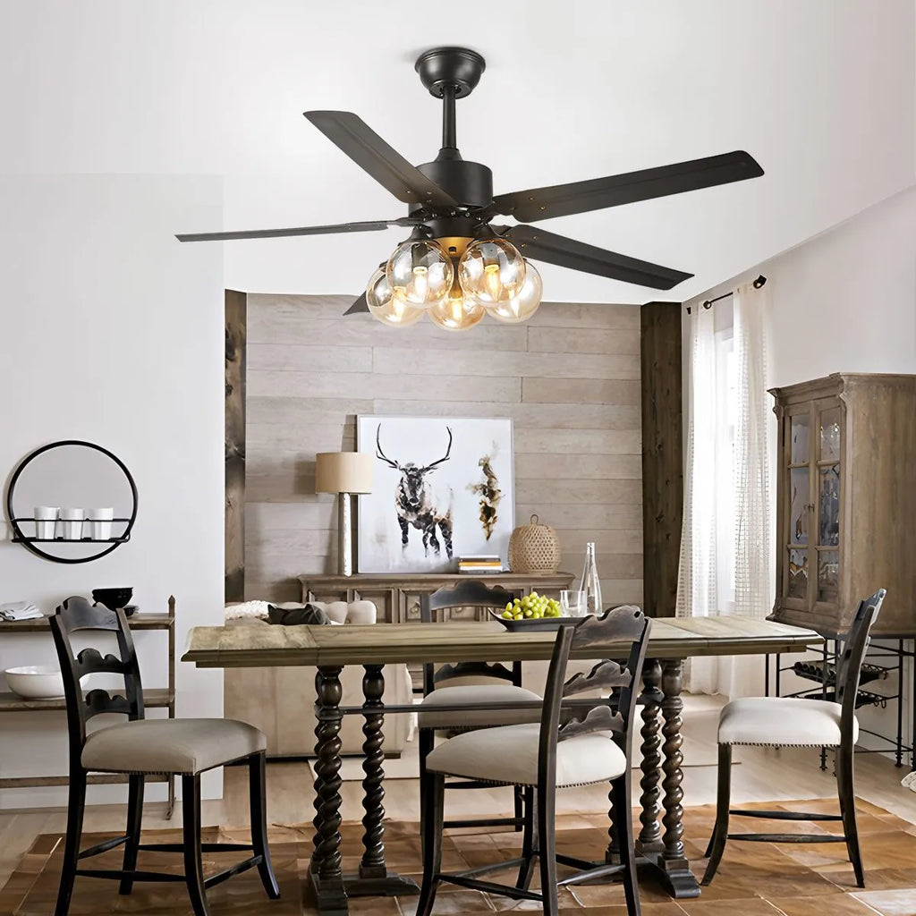 American Retro Glass Globe Ceiling Fan Light | Desfino