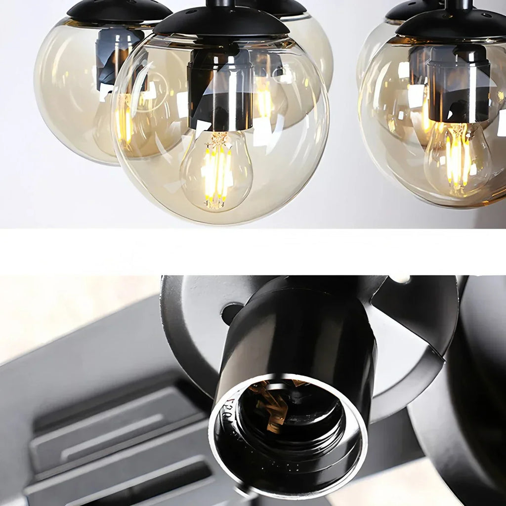 American Retro Glass Globe Ceiling Fan Light | Desfino