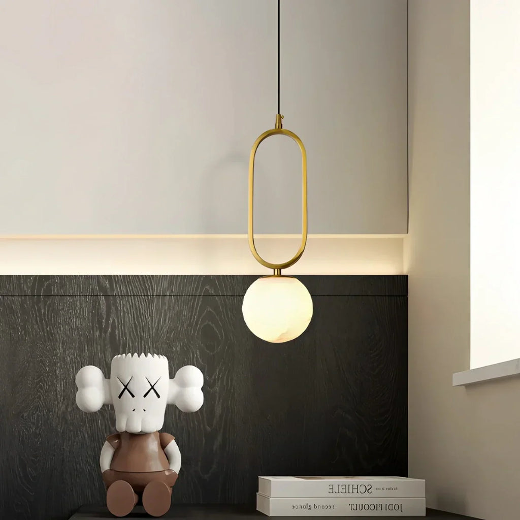 Gong Alabaster Globe Pendant Light for Bedroom | Desfino