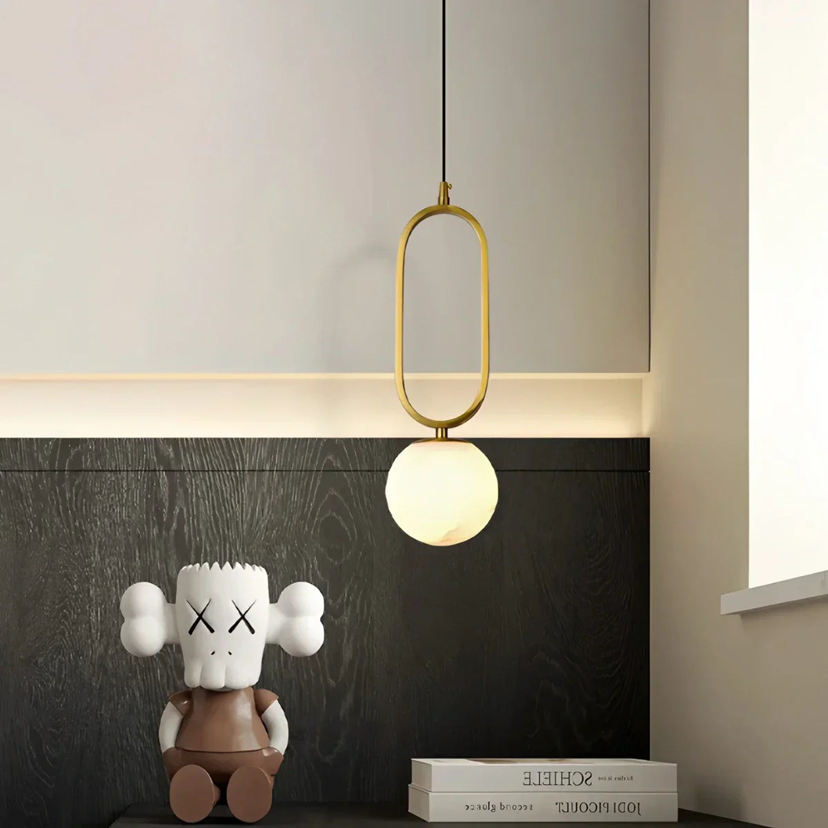 Gong Alabaster Globe Pendant Light for Bedroom | Desfino