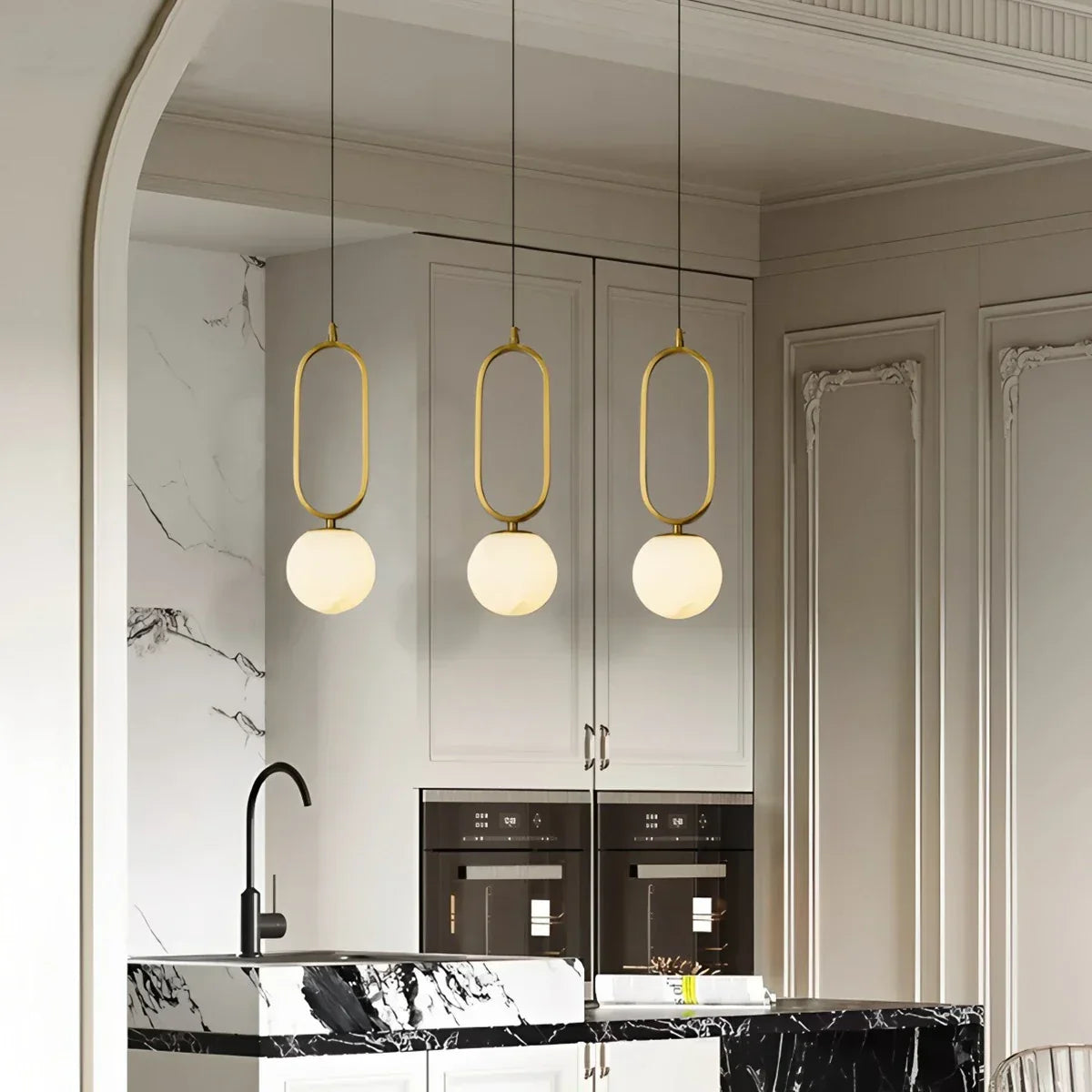 Gong Alabaster Globe Pendant Light for Bedroom | Desfino