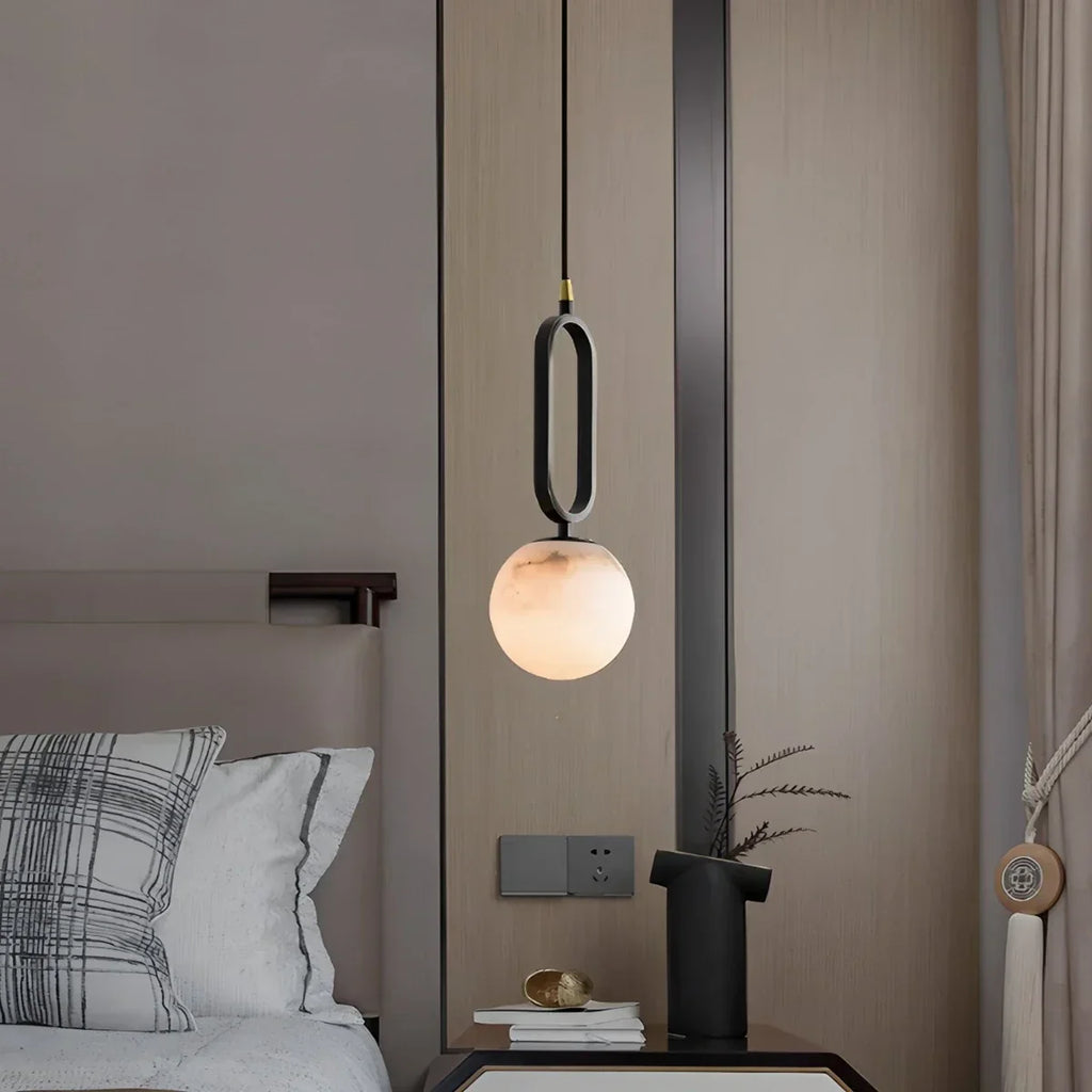 Gong Alabaster Globe Pendant Light for Bedroom | Desfino