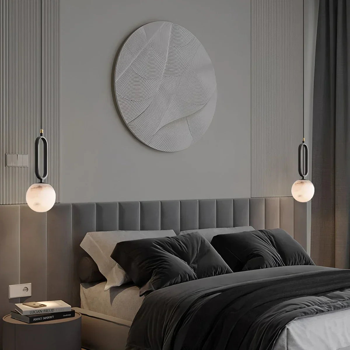 Gong Alabaster Globe Pendant Light for Bedroom | Desfino
