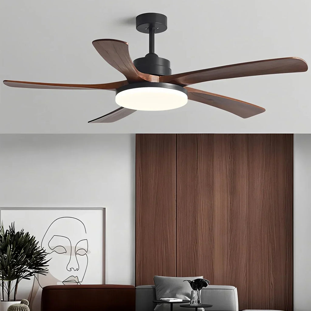 Deckenventilator mit Leuchte „High Wind“ aus Holz | Desfino