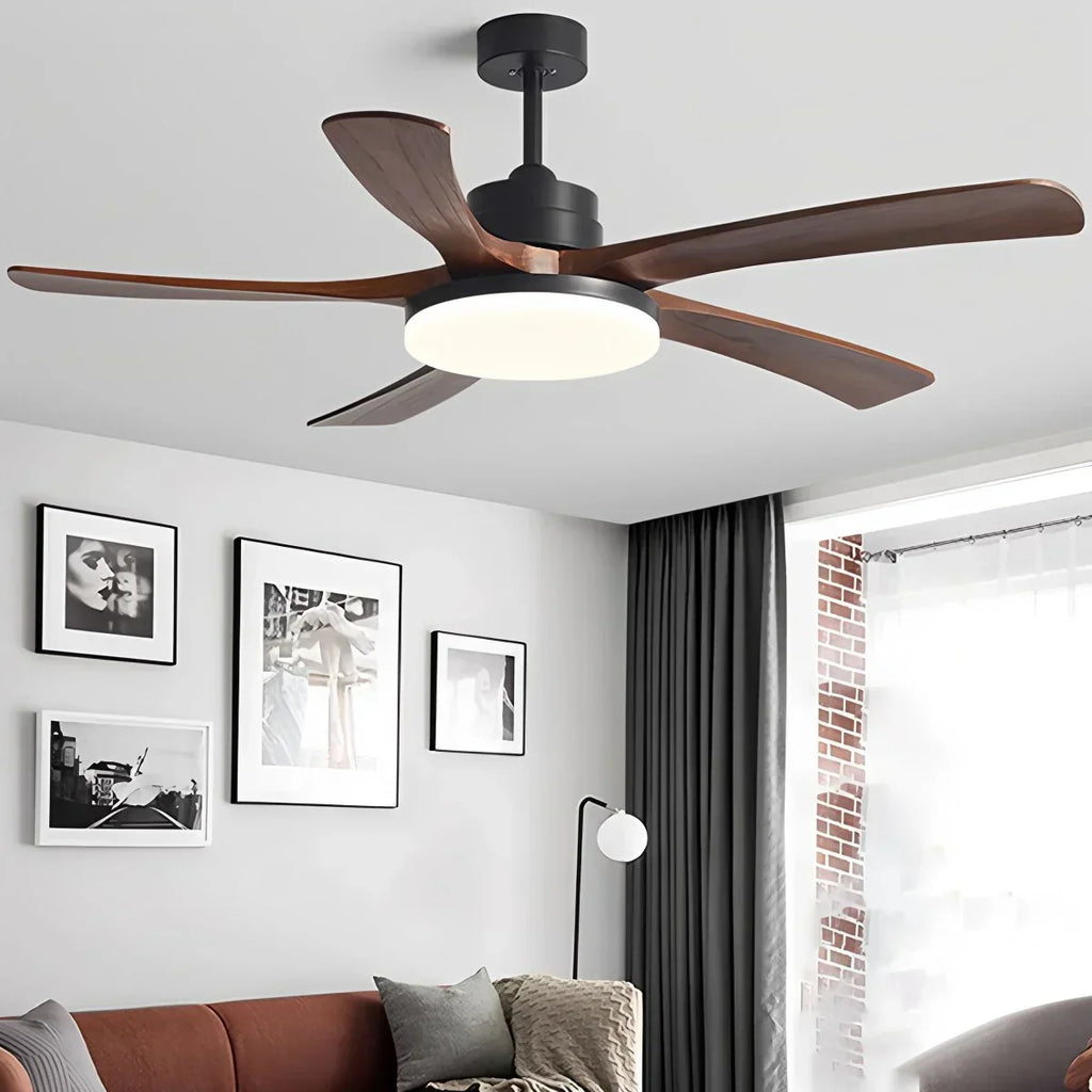 Deckenventilator mit Leuchte „High Wind“ aus Holz | Desfino