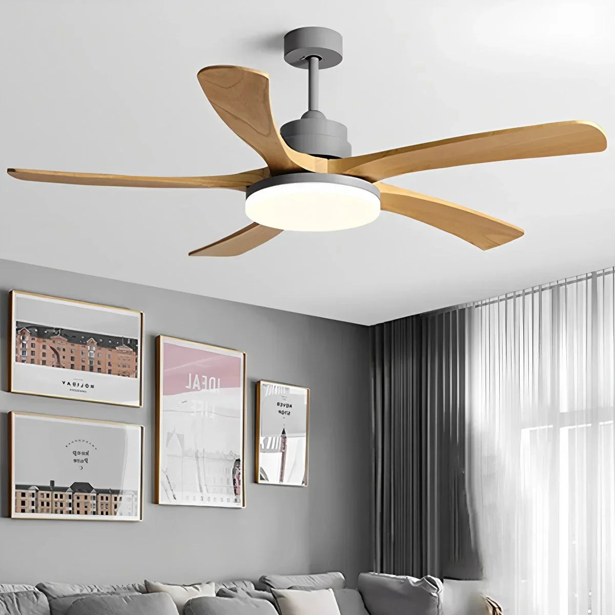 Deckenventilator mit Leuchte „High Wind“ aus Holz | Desfino