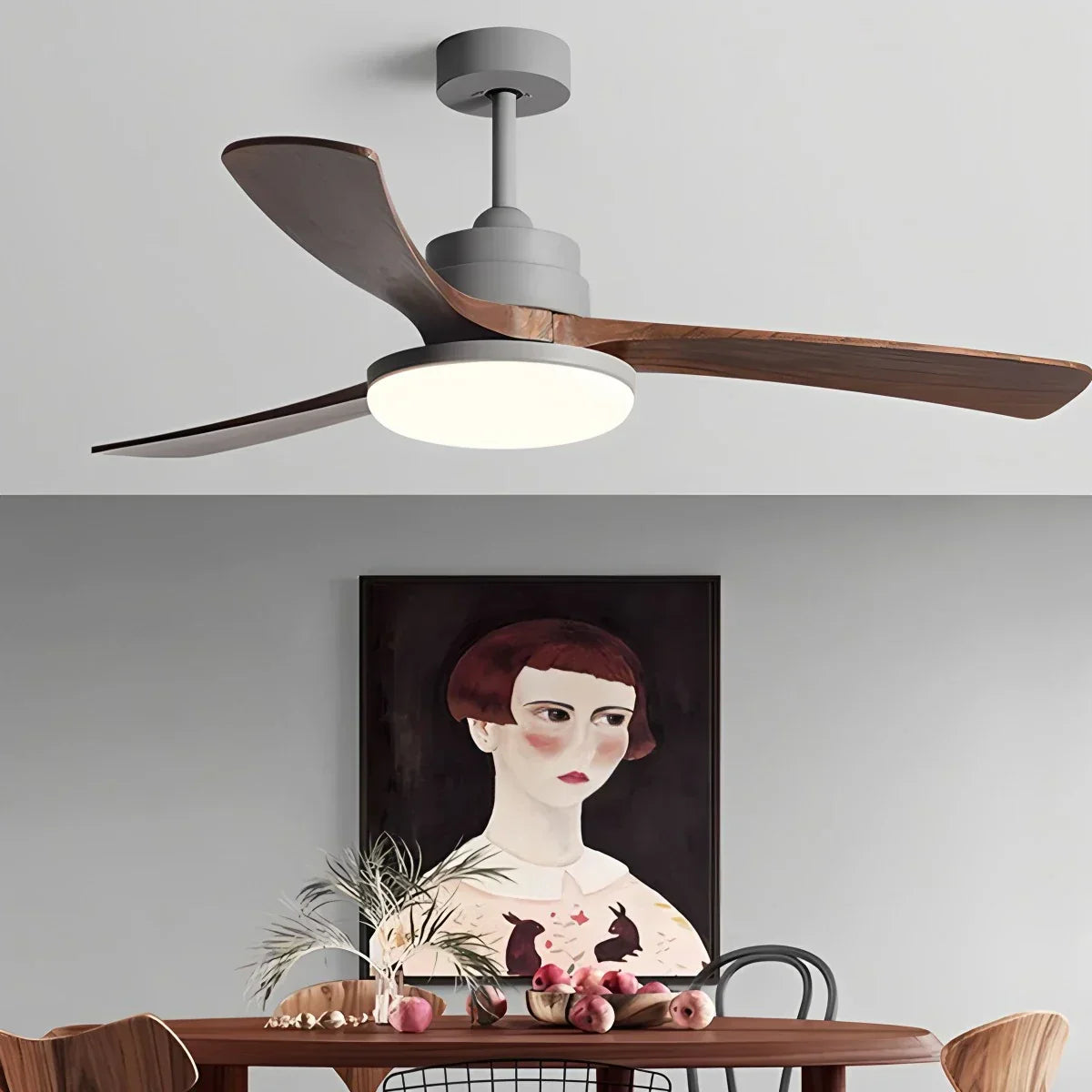 Deckenventilator mit Leuchte „High Wind“ aus Holz | Desfino
