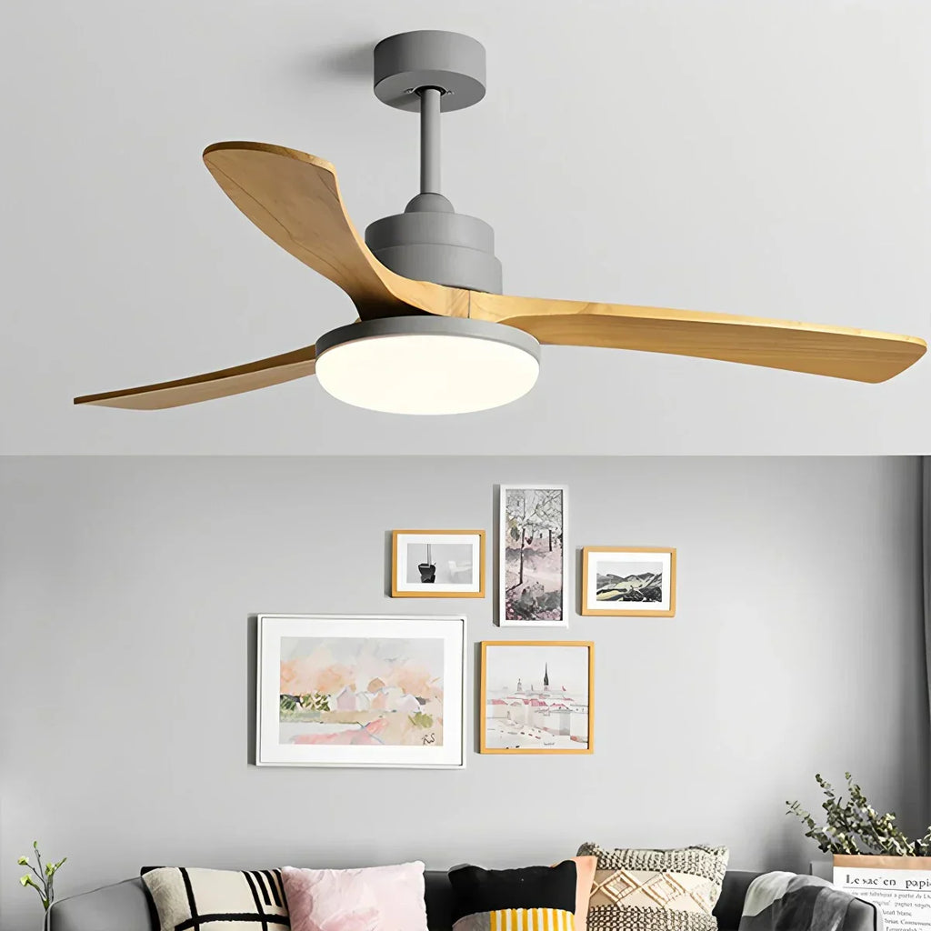 Deckenventilator mit Leuchte „High Wind“ aus Holz | Desfino